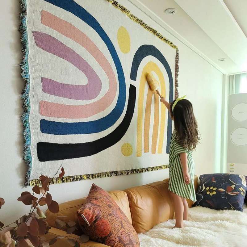 Boho Throw Blanket Fringe - 섬유 도시 Ins 두꺼운 면 담요
