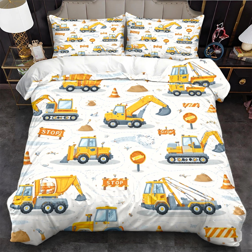 Duvet Cover Sets With Zipper - 건설 차량을 테마로 한 이불 커버,