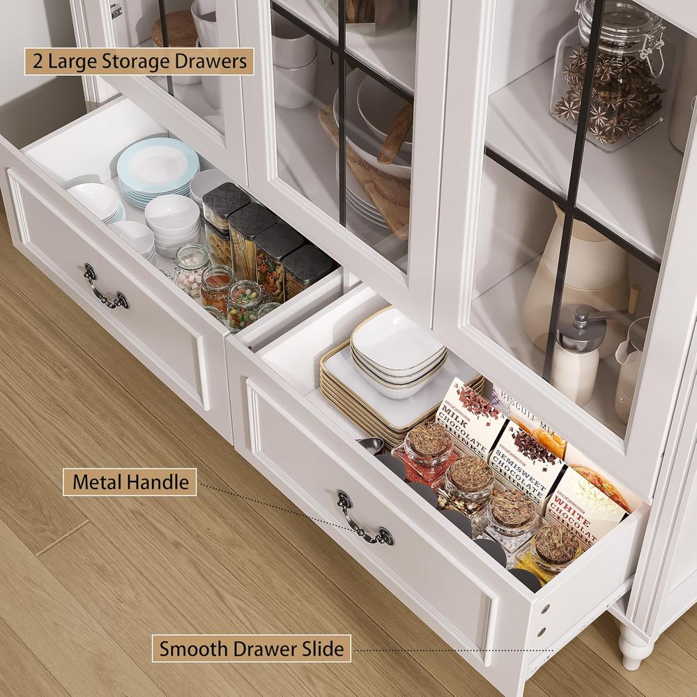 70.8인치 높이의 아치형 주방 팬트리 캐비닛, 유리문 - Storage & Organization 리뷰 및 가격