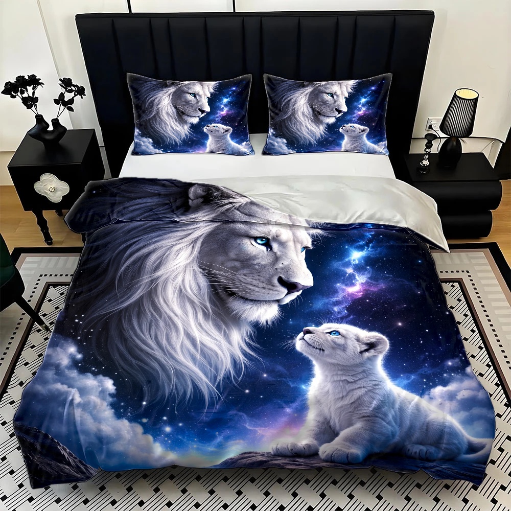 3피스 별빛 하늘 사자 부모-자녀 테마 이불 커버 세트 - Duvet Cover Sets With Zipper 리뷰 및 가격