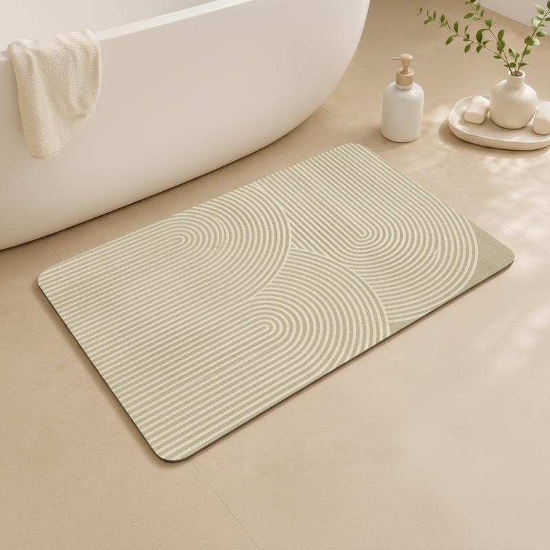 베이지색 줄무늬 규조토 욕실 매트 빠른 건조 흡수성 논 - Quick Dry Diatomite Bath Mat 리뷰 및 가격