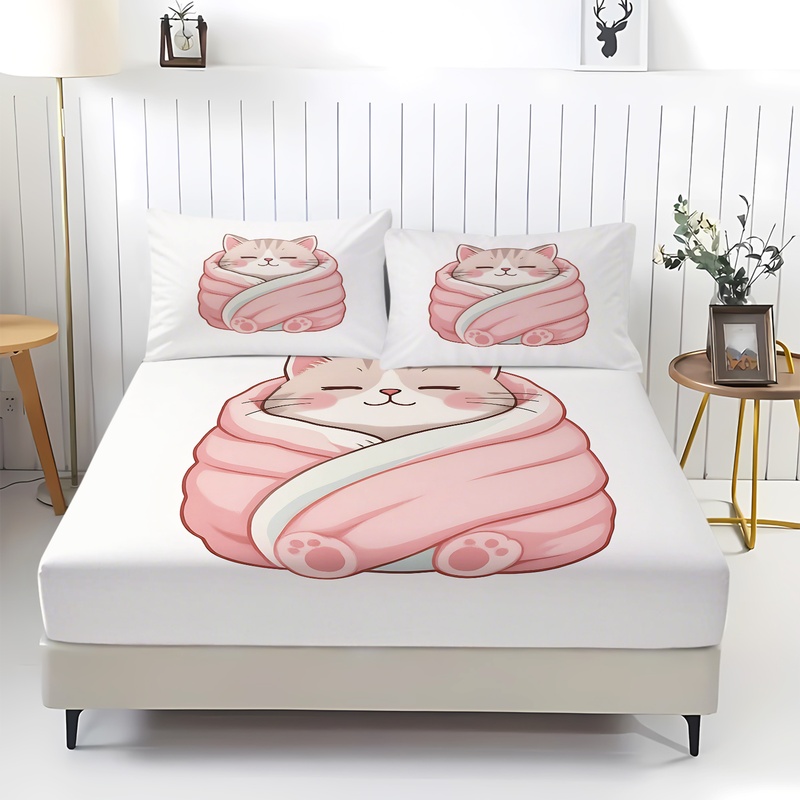 귀여운 커피 펭귄 프린트 피티드 시트 세트 만화 침대  - Fitted Bed Sheets Deep Pocket 리뷰 및 가격