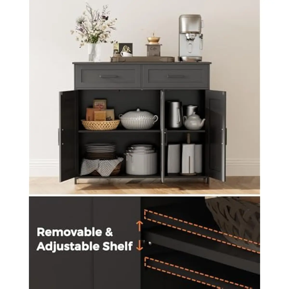 서랍이 있는 커피 바 수납장, 주방 뷔페 캐비닛 - Storage & Organization 리뷰 및 가격