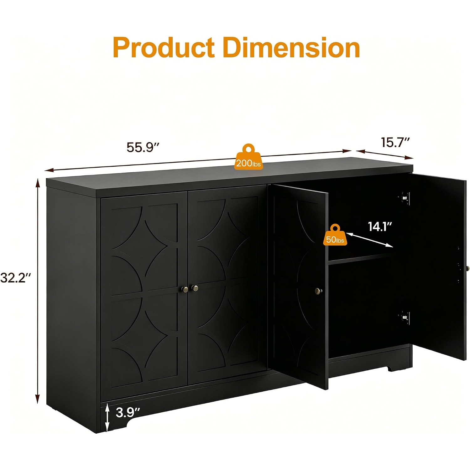 수납 공간이 있는 사이드보드 뷔페장, 4개의 조각 장식 - Storage & Organization 리뷰 및 가격