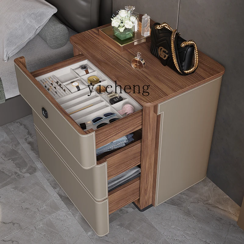 X5-14 가죽 침대 옆 테이블 금고 일체형 가정용 침 - Storage & Organization 리뷰 및 가격