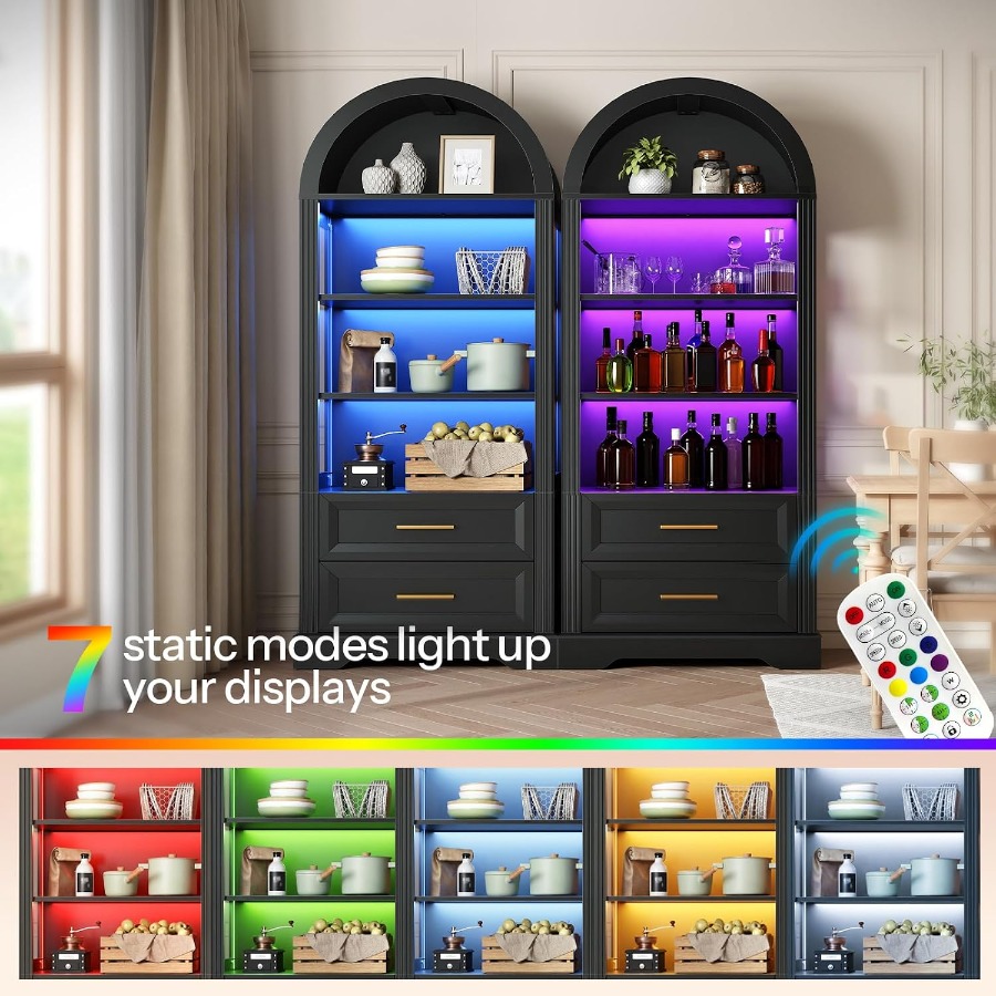 전시용 수납장, 2개의 서랍이 있는 높은 아치형 책장, - Storage & Organization 리뷰 및 가격