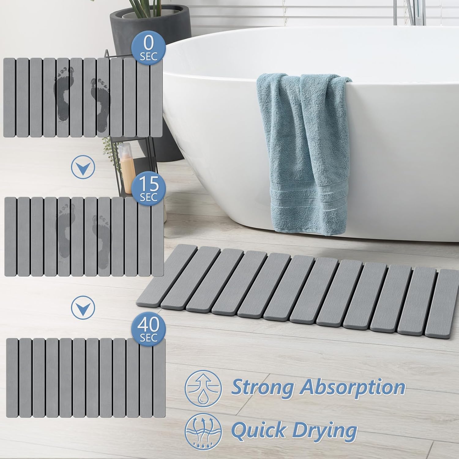 접이식 직사각형 규조토 욕실매트 초강력 흡수 빠른 건조 - Quick Dry Diatomite Bath Mat 리뷰 및 가격