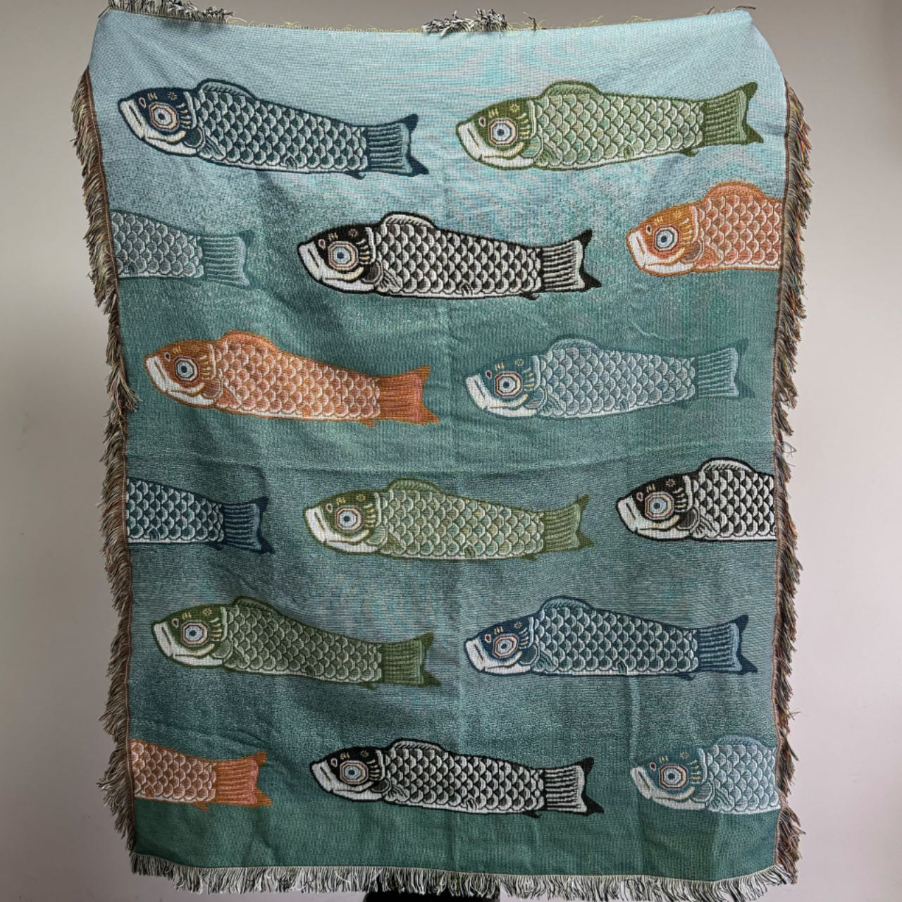 코이 물고기 자카드 직조 담요, 보헤미안 바다 테마 태 - Boho Throw Blanket Fringe 리뷰 및 가격
