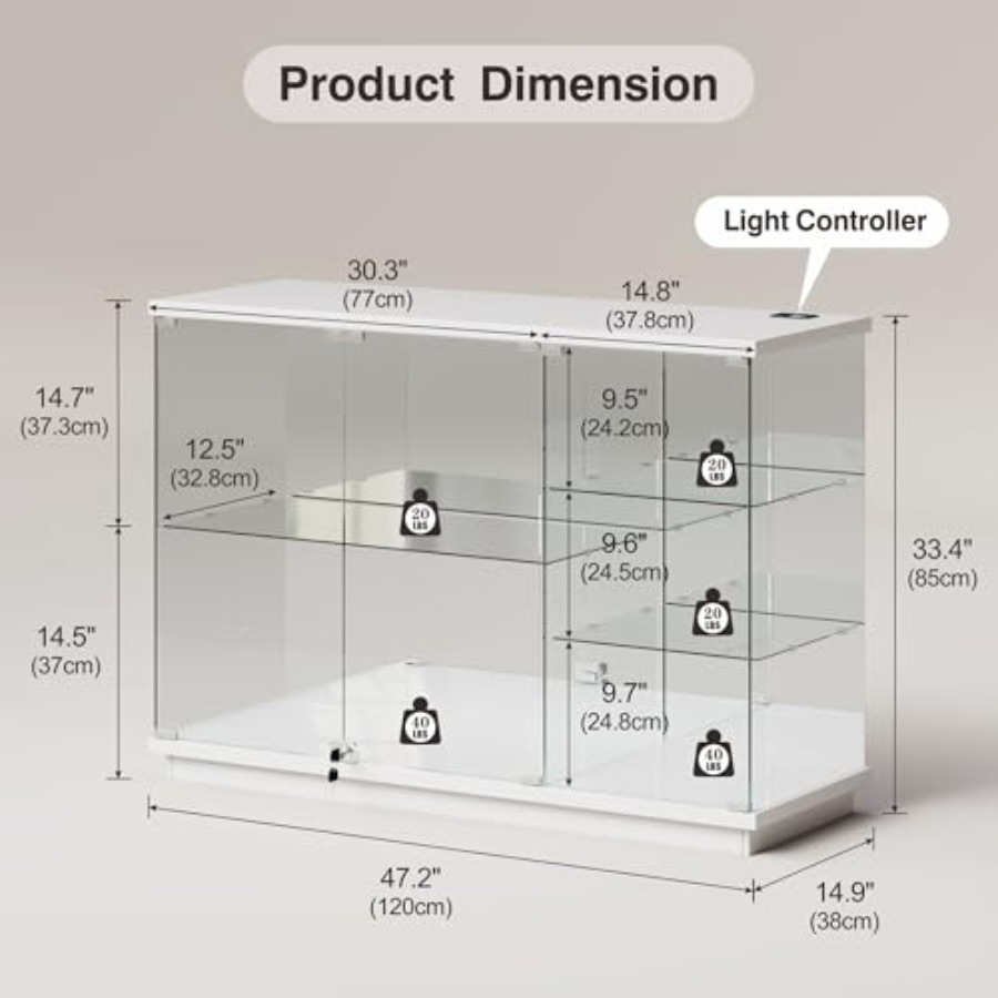 수집품 보관용 잠금장치가 있는 RGB 유리 디스플레이  - Lighting 리뷰 및 가격