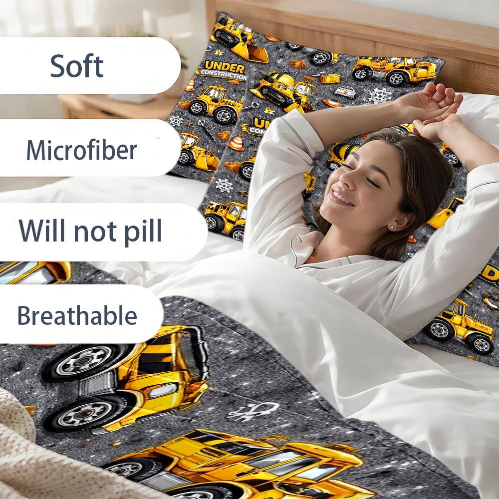 3종 세트 건설 차량 테마 침구 세트 (이불 커버 1개 - Duvet Cover Sets With Zipper 리뷰 및 가격