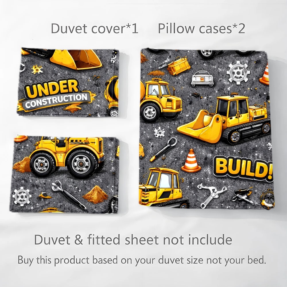 3종 세트 건설 차량 테마 침구 세트 (이불 커버 1개 - Duvet Cover Sets With Zipper 리뷰 및 가격