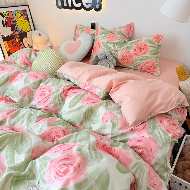 핑크 로즈 이불 커버 세트 지퍼 패션 걸스 3 4pcs - Duvet Cover Sets With Zipper 리뷰 및 가격