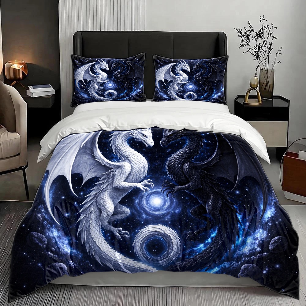 별이 빛나는 하늘과 용 문양이 새겨진 3피스 침구 세트 - Duvet Cover Sets With Zipper 리뷰 및 가격