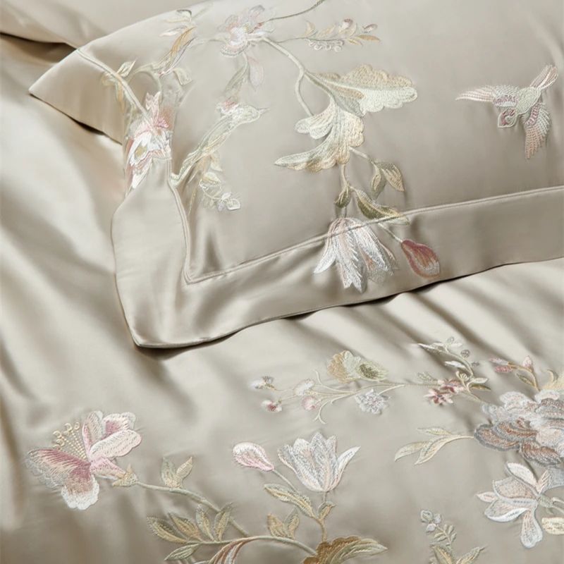 고급 브로케이드 라이오셀 코튼 꽃 자수 럭셔리 침구 세 - Aesthetic Floral Duvet Cover 리뷰 및 가격