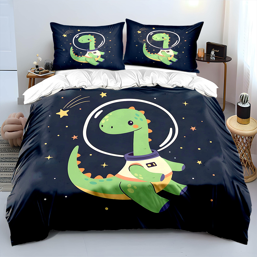 별이 빛나는 배경을 가진 우주 공룡 패턴 이불 커버 세 - Duvet Cover Sets With Zipper 리뷰 및 가격